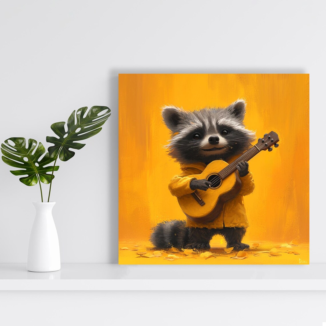 Raccoon Strummer Whimsical Bohemian Art Print - Image 2