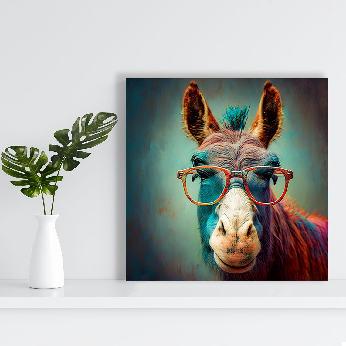 Donkey With Glasses Art Print, Modern Animal Decor - Image 2
