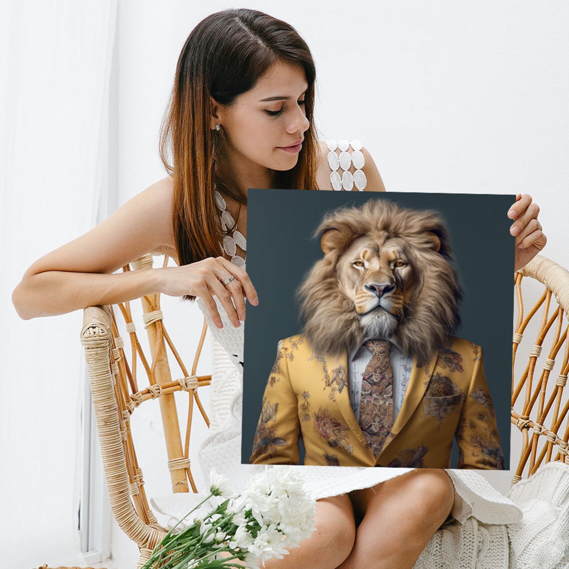Lion In Coat Poster, Minimalist Safari Wall Decor - Image 3