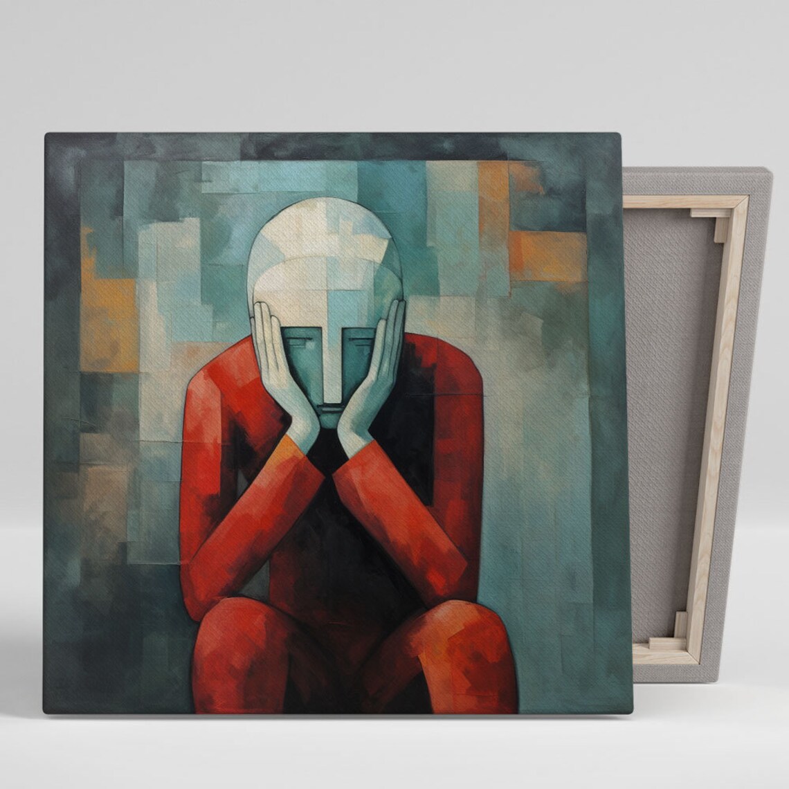 Abstract Face Wall Art Print, Modern Whimsical Decor