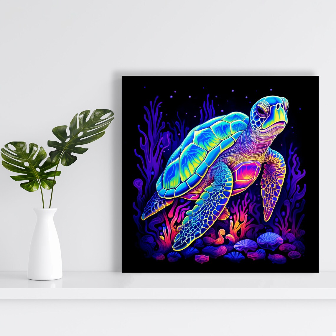 Surreal Turtle Art Print, Bohemian Coastal Decor - Image 2