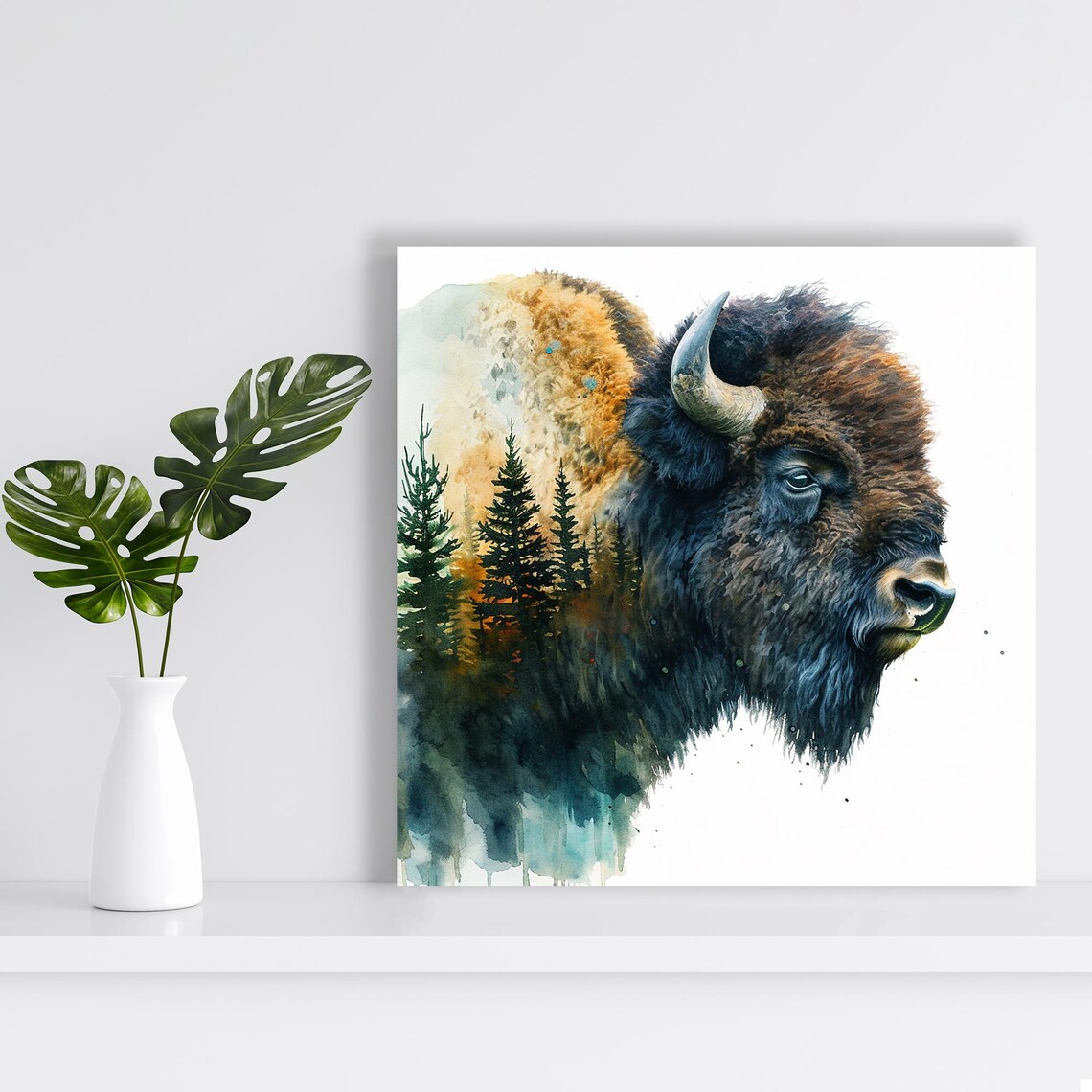 Bison Spirit Rustic Modern Living Room Art Print - Image 2