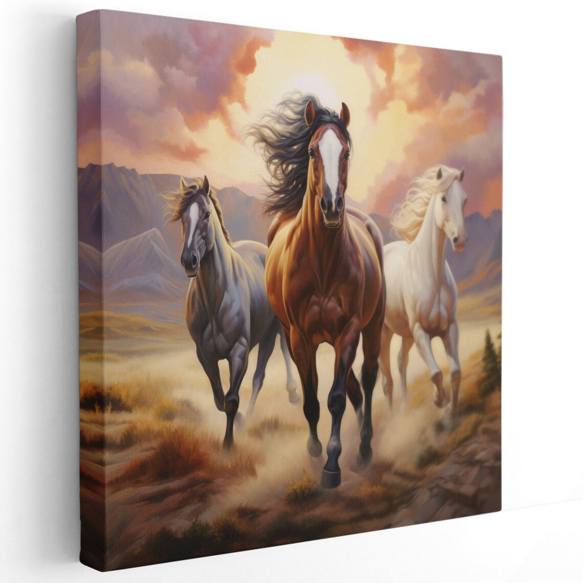 Horses, Modern Farm Life Living Room Art Print - Image 2