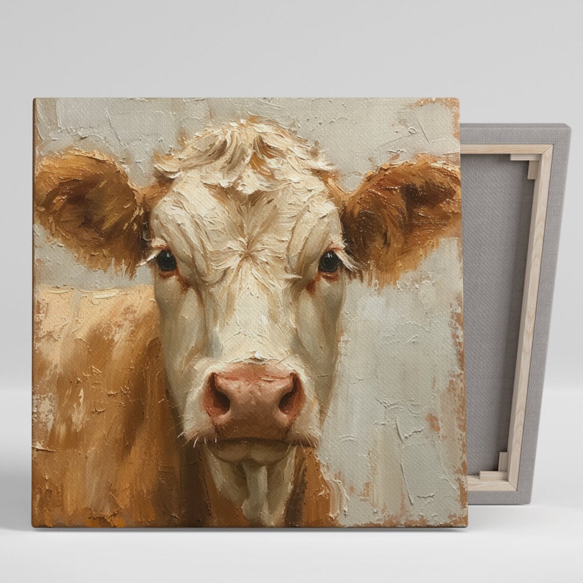 Cow Portrait Impressionism, Rustic Farmhouse Art Print
