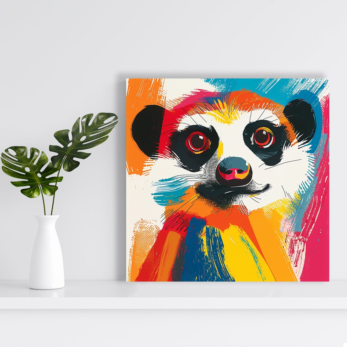 Lemur Pop Art Poster, Contemporary Animal Decor - Image 2