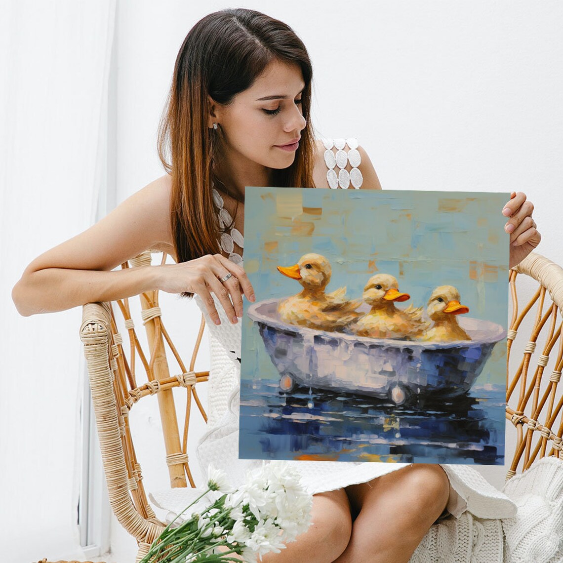 Three Ducks in Bathtub, Bathroom Nursery Art Print - Image 3