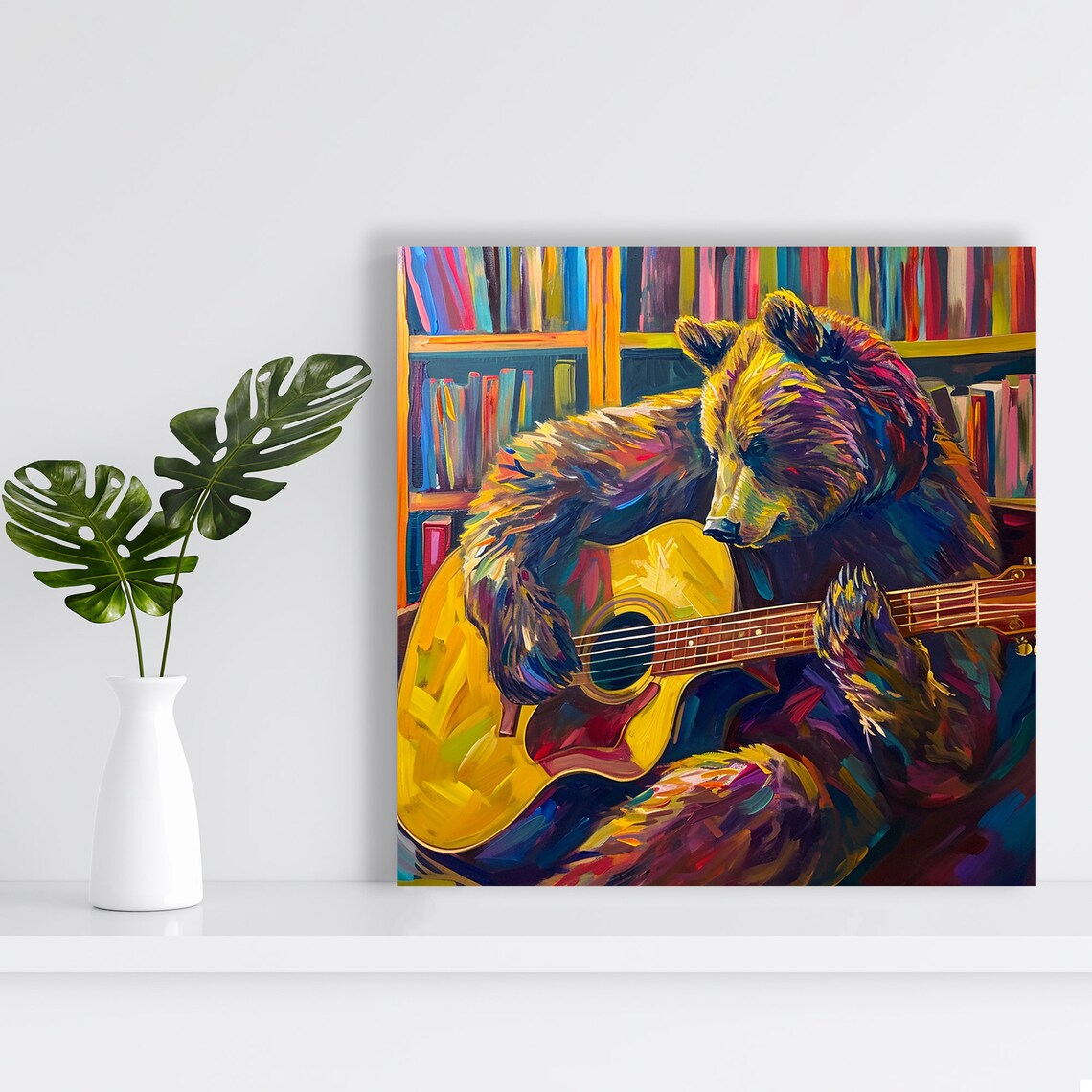 Bear Strummer Bohemian Art Print for Living Room - Image 2
