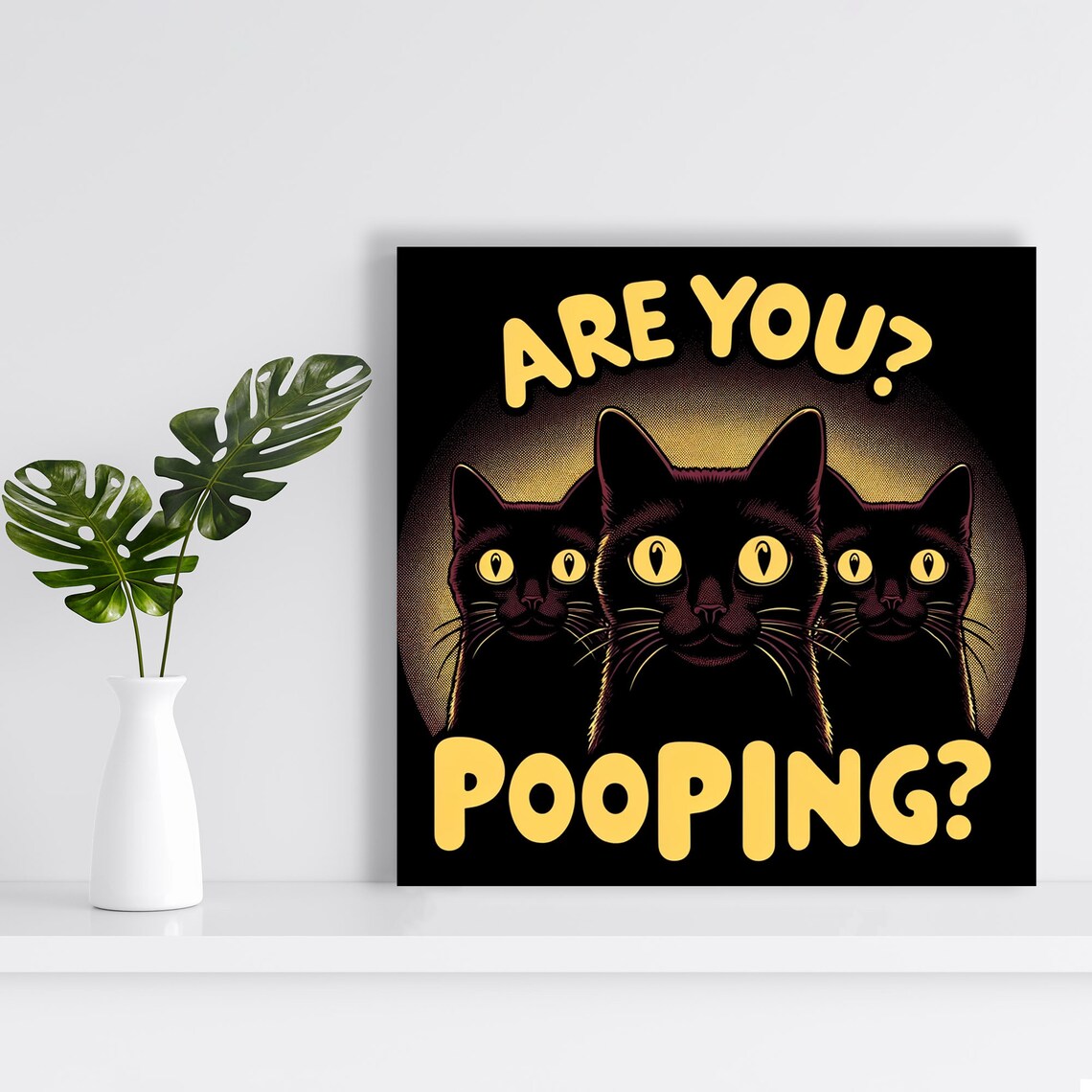 Black Cats Bathroom Humor, Funny Animal Art Print - Image 4