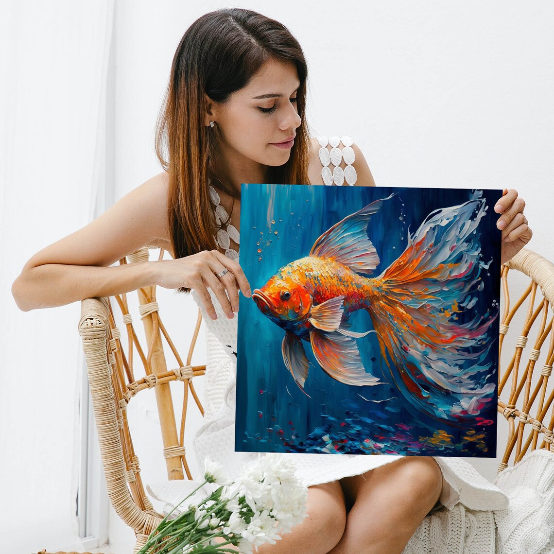 Goldfish Aquarium Art Print, Sea Life Wall Decor - Image 3