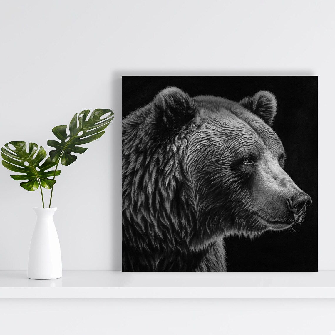 Bear Portrait Art Print, Rustic Modern Minimalist - Image 2