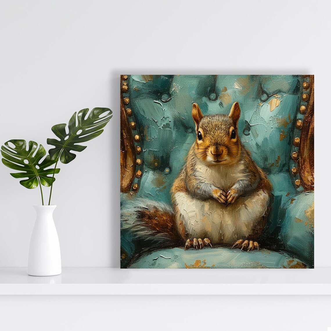 Regal Squirrel Portrait, Whimsical Rustic Poster - Image 2