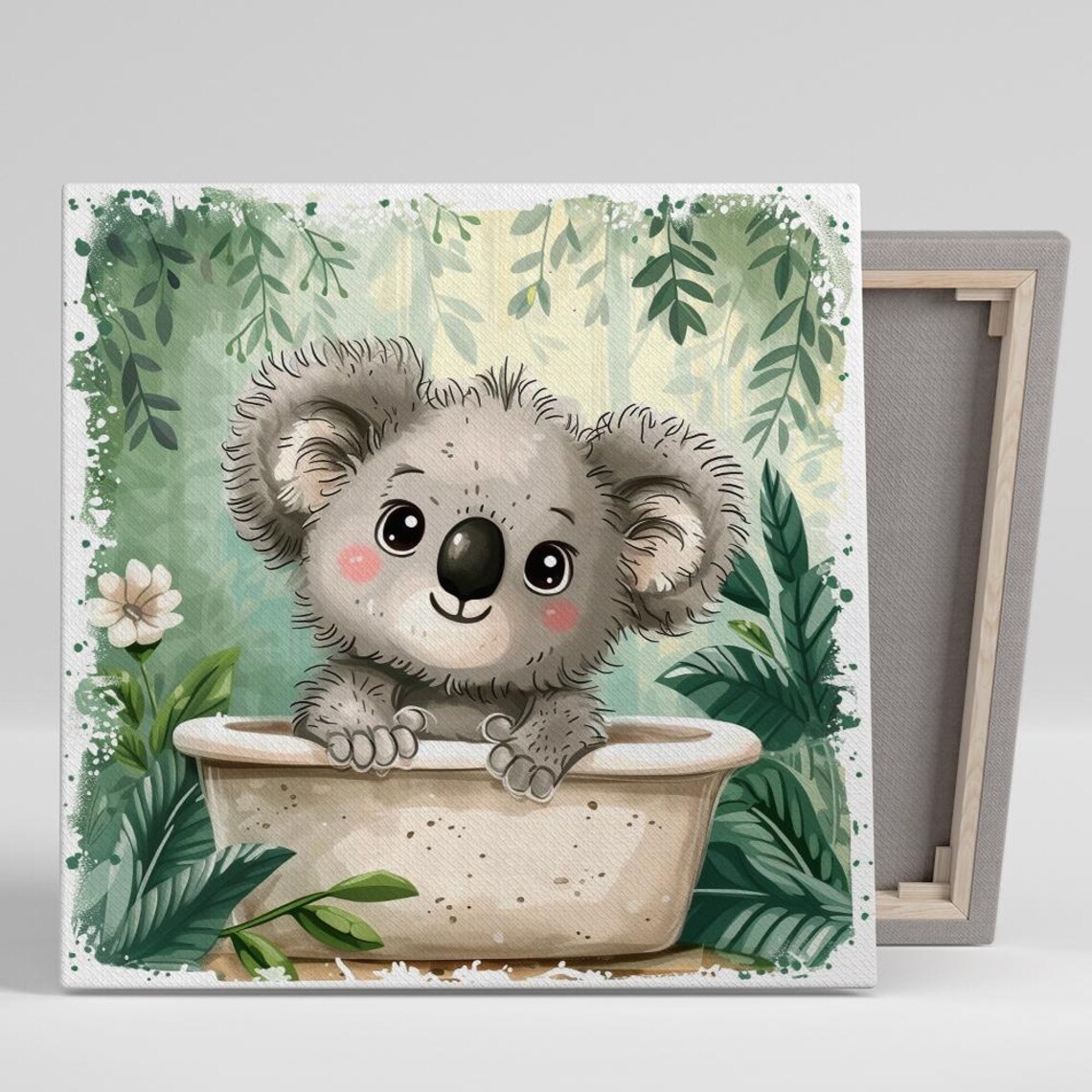 Curious Koala Bathtime Art Print, Whimsical Decor