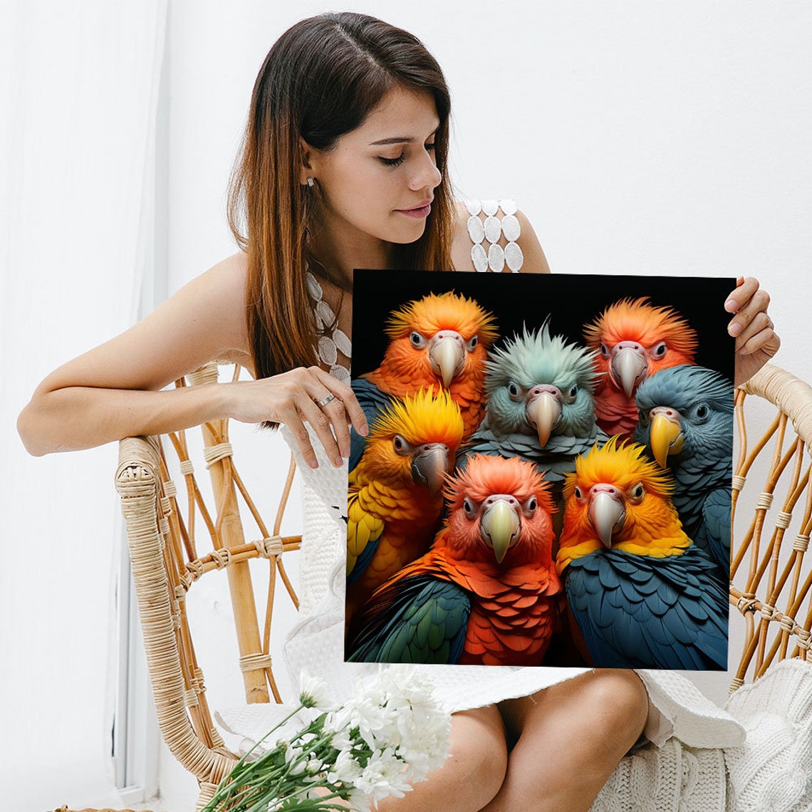 Colorful Parrots Group Portrait Vibrant Tropical Birds Wall Poster - Image 3