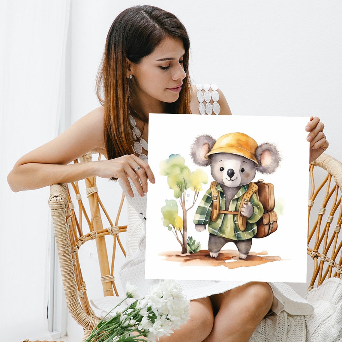 Koala Explorer with Safari Hat and Backpack Cute Adventure Wall Poster - Image 3