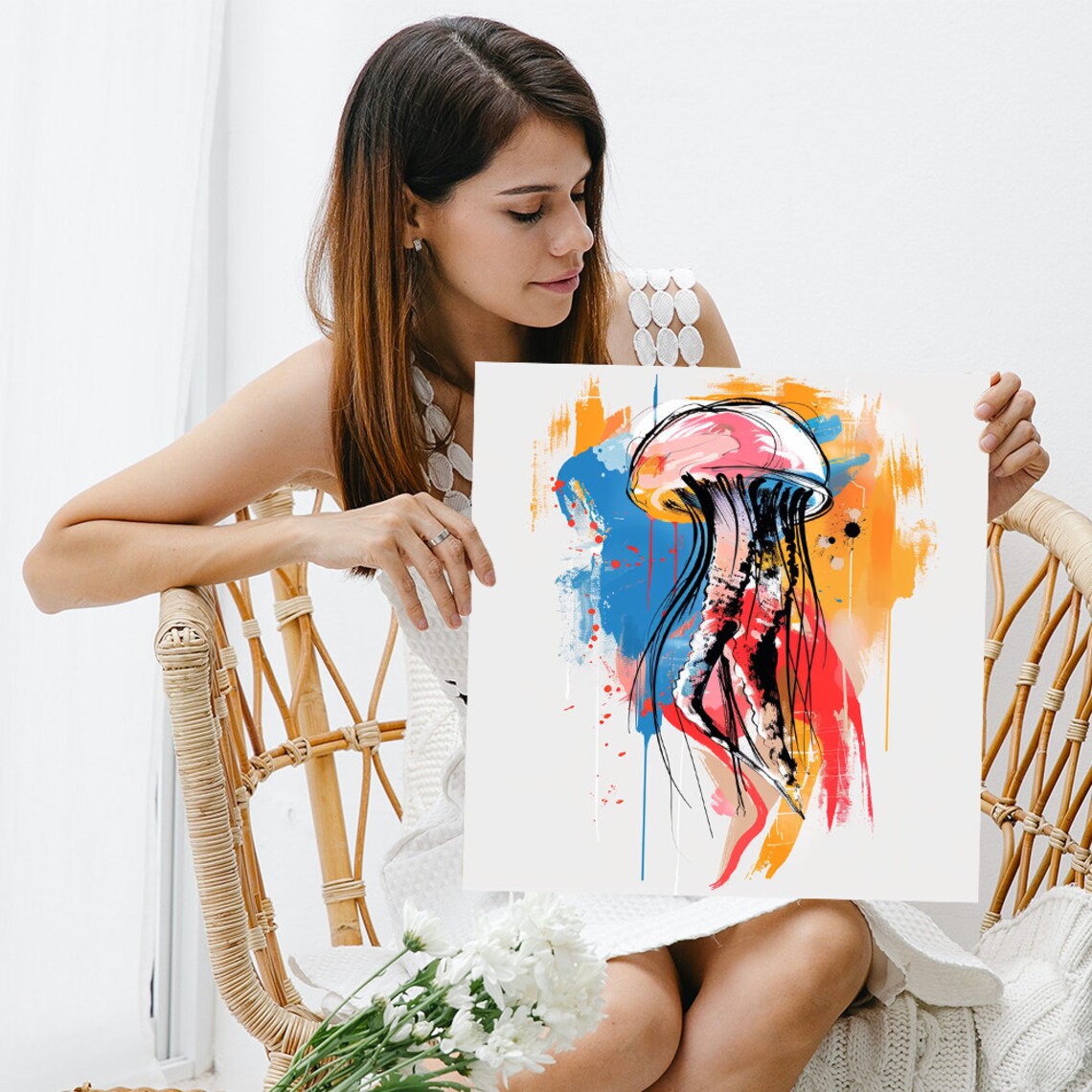 Vibrant Jellyfish Abstract Surrealism Art Print - Image 3
