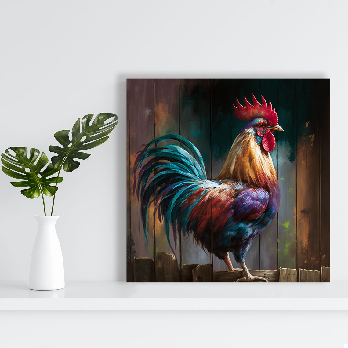 Rooster Farmhouse Art Print, Animal Wall Decor - Image 3