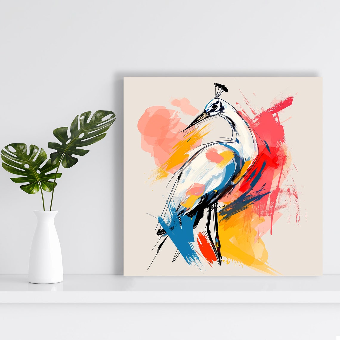Abstract Peacock Splash Art Vibrant Brushstroke Colorful Poster - Image 2