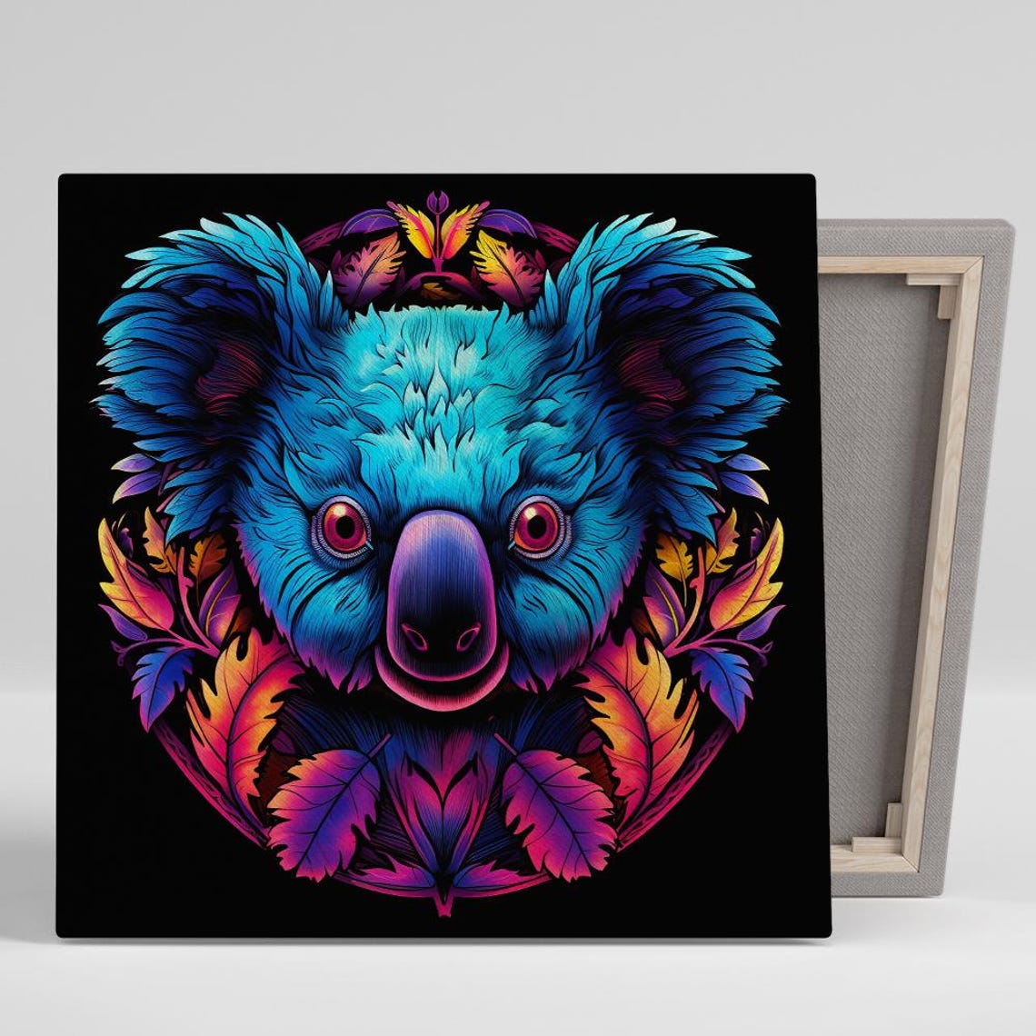 Neon Koala Dreamscape Blue Pink Pop Style Cute Animal Portrait Poster