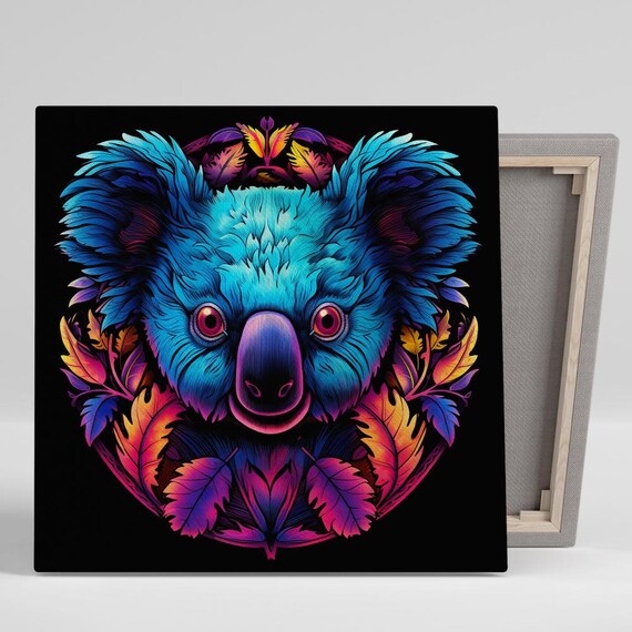 Neon Koala Dreamscape Blue Pink Pop Style Cute Animal Portrait Poster