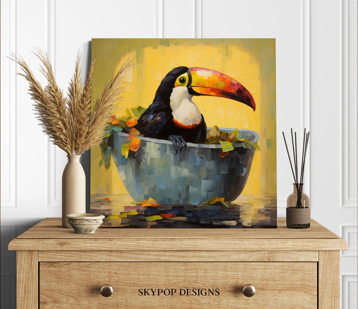 Toucan Bird in Bathtub, Bathroom Wall Art Print - Image 2