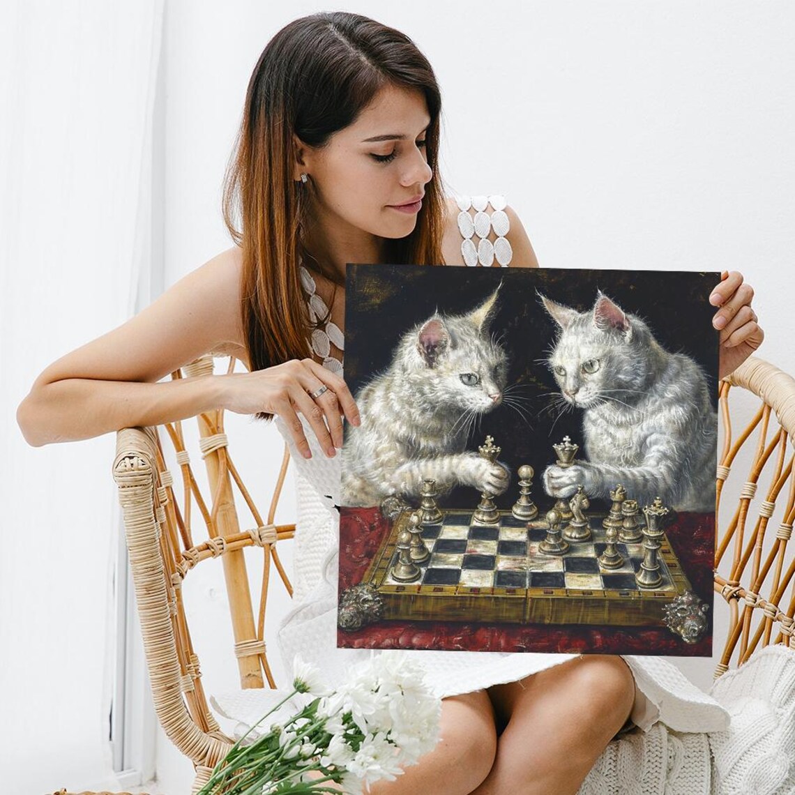 Cat Chess Masters, Classic Animal Wall Art Print - Image 3