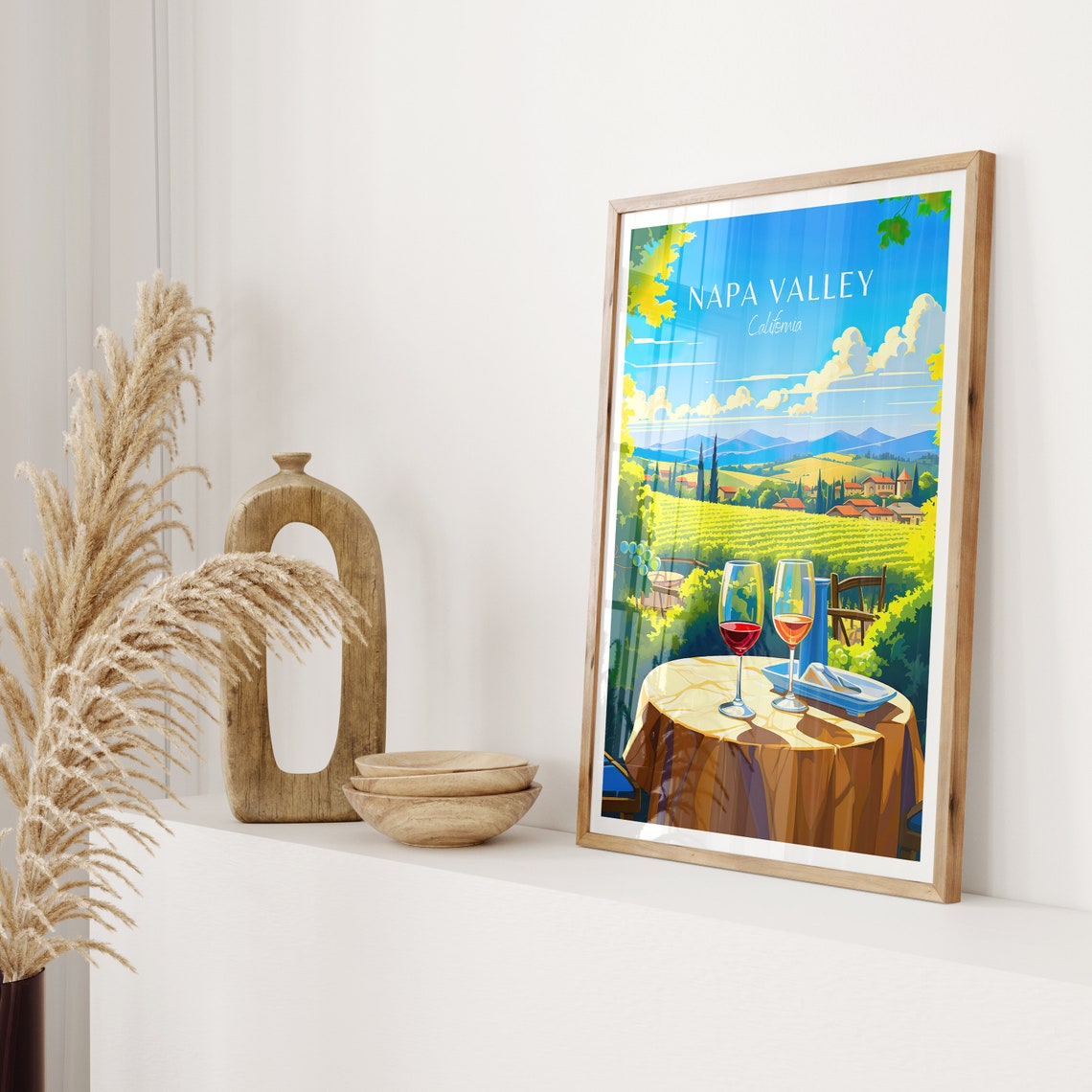Napa Valley California Vineyard Wine Glasses Harvest View Poster - Image 2