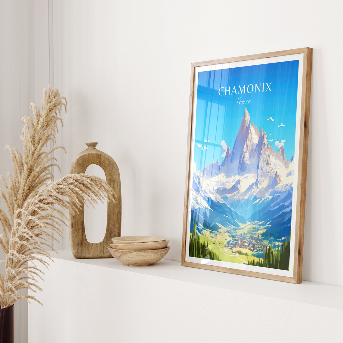 Chamonix France Snow Peak Alpine Valley Mountain Village Poster - Image 2