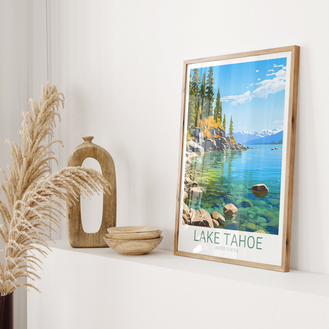 Lake Tahoe Travel Poster Usa Poster Lake Tahoe Vintage Poster Travel Poster Lake Tahoe Retro Poster Lake Tahoe Travel Gift Wall Art Print - Image 2