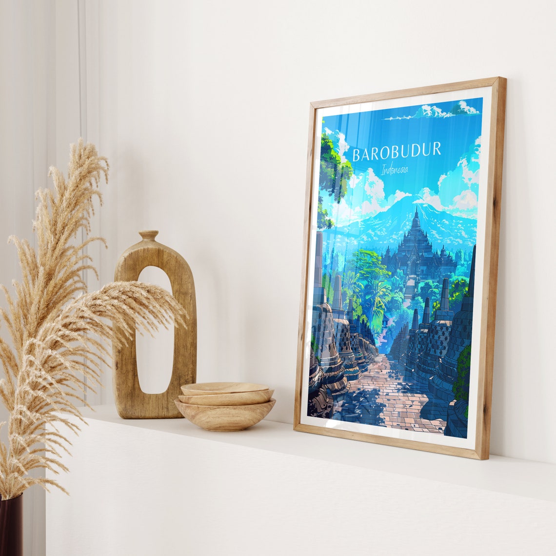 Borobudur Indonesia Ancient Temple Stone Stupas Travel Poster - Image 2