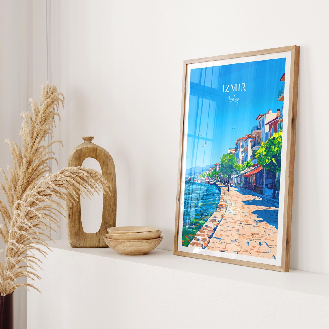 Izmir Turkey Waterfront Promenade Harbor Boats Vintage Travel Poster - Image 2