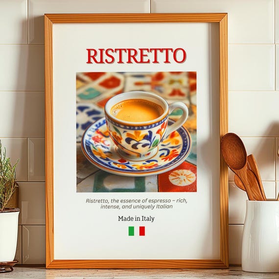 Ristretto Poster Kitchen Decor And Coffee Bar Wall Art Gift For Lovers Italian