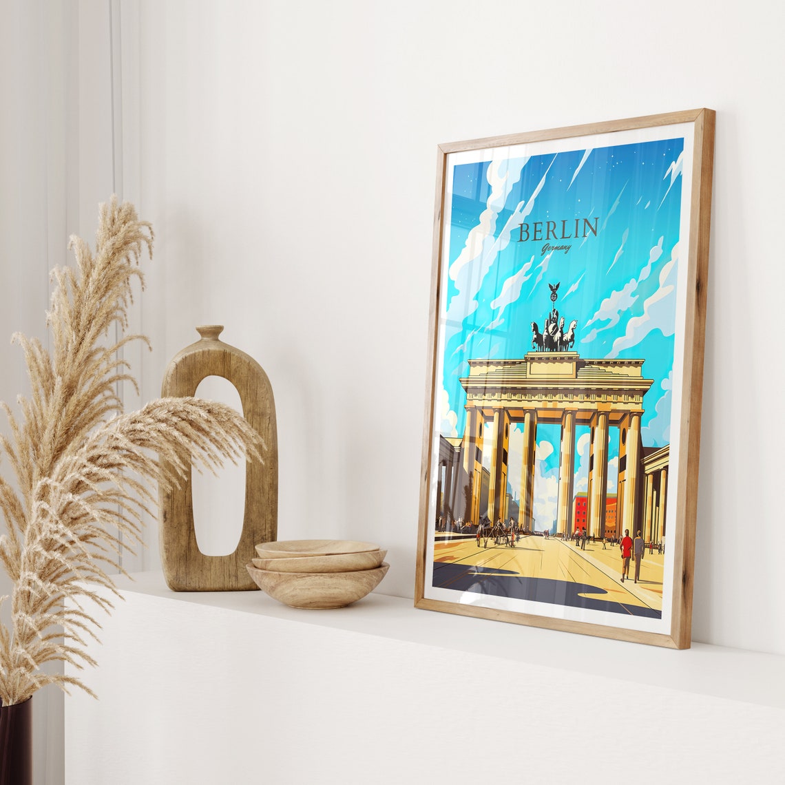 Berlin Germany Travel Poster Brandenburg Gate Quadriga Landmark Art - Image 2
