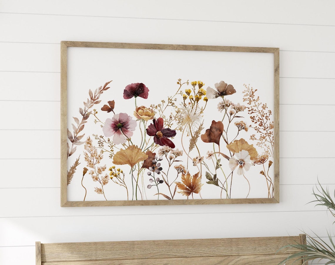 Autumn Wildflowers Watercolor Fall Botanical Floral Bouquet Poster