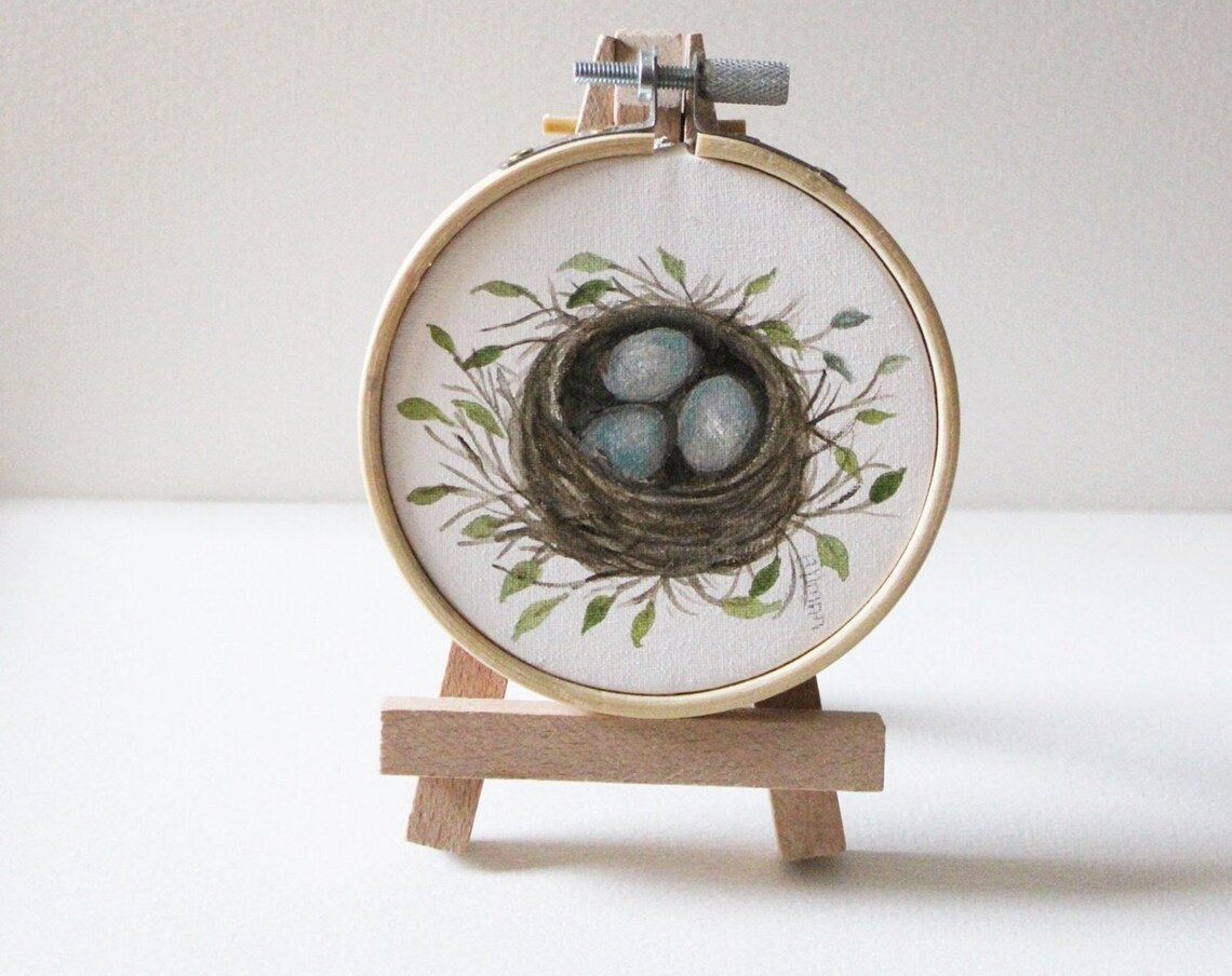 Bird Series Watercolor Robins Nest Art Print