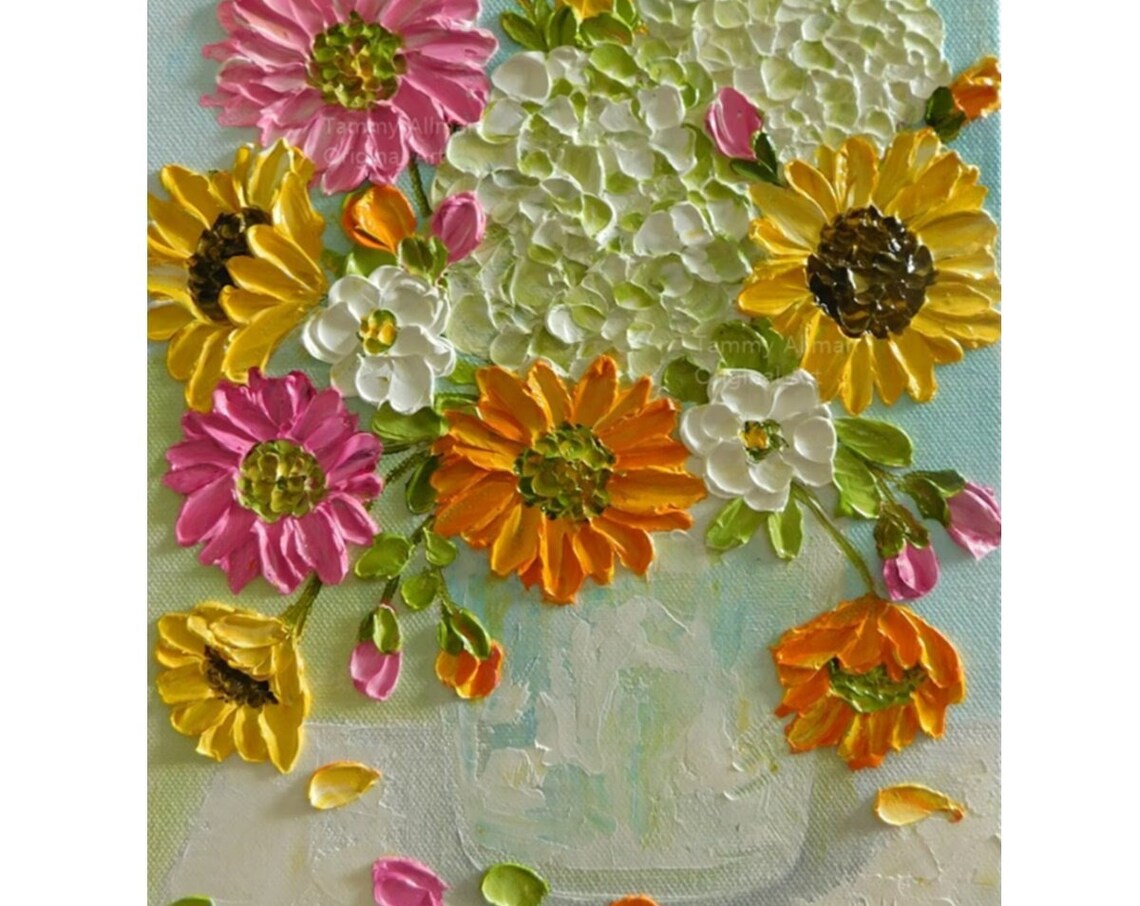 Custom Gerbera Daisies, Hydrangeas & Sunflower Art Print - Image 5