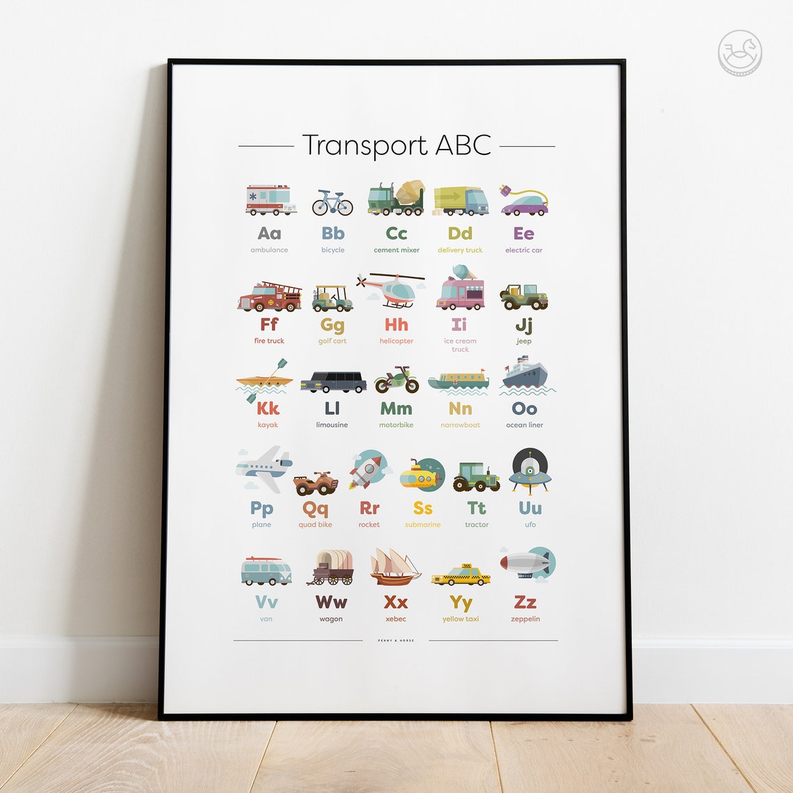 Transport ABC Vehicle Alphabet Educational Nursery Chart Poster - Image 3