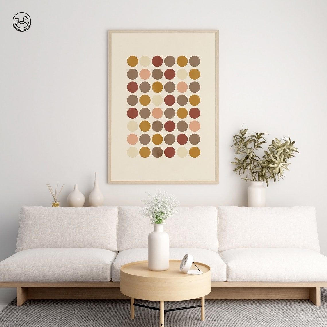 Geometric Dot Grid Art Warm Earth Tone Abstract Circles Poster - Image 2