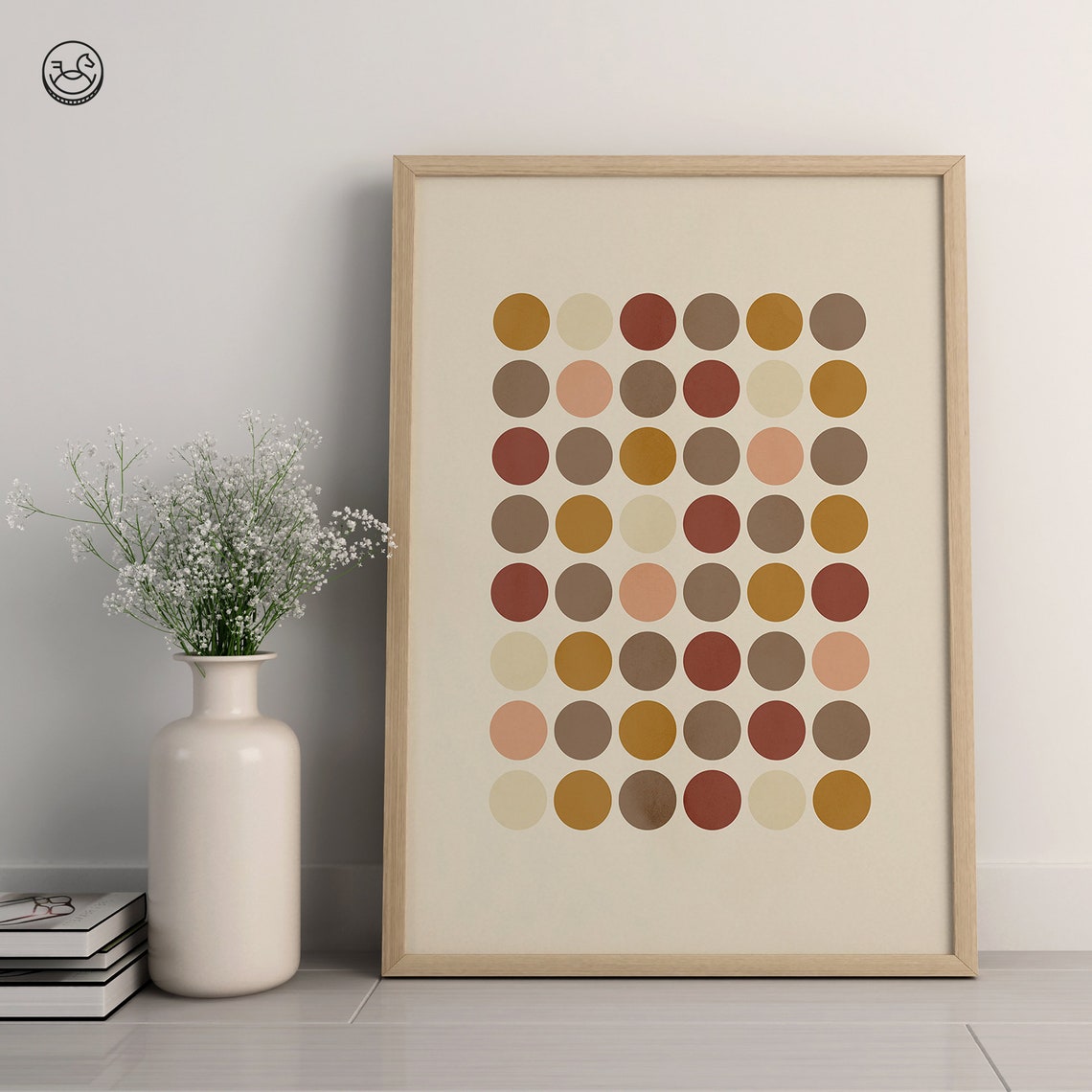 Geometric Dot Grid Art Warm Earth Tone Abstract Circles Poster - Image 4