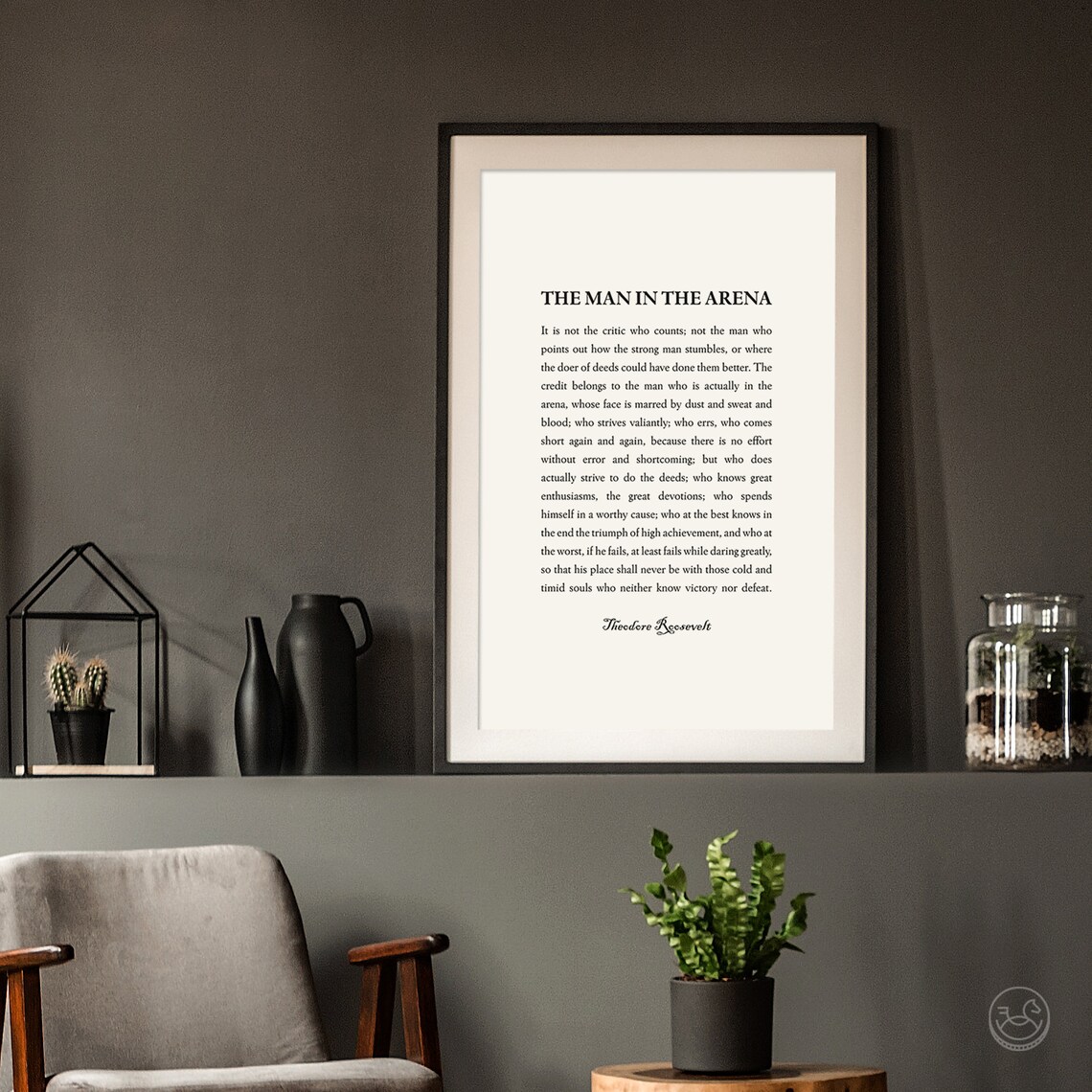 Theodore Roosevelt The Man In The Arena Quote Typography Poster - Image 4