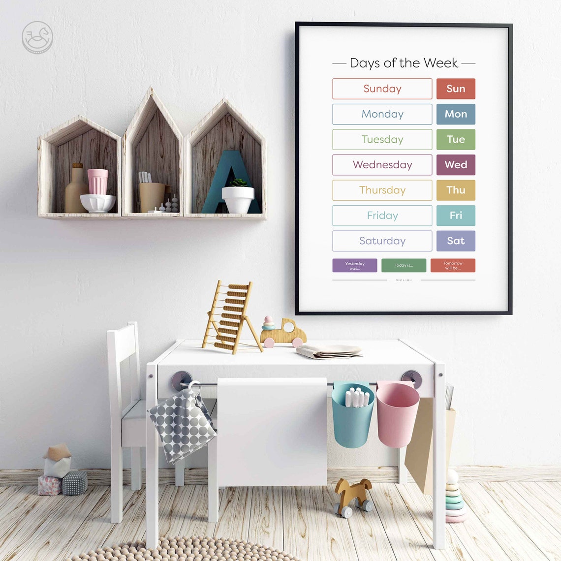 Colorful Days of the Week Learning Chart Poster for Kids Room - Image 3