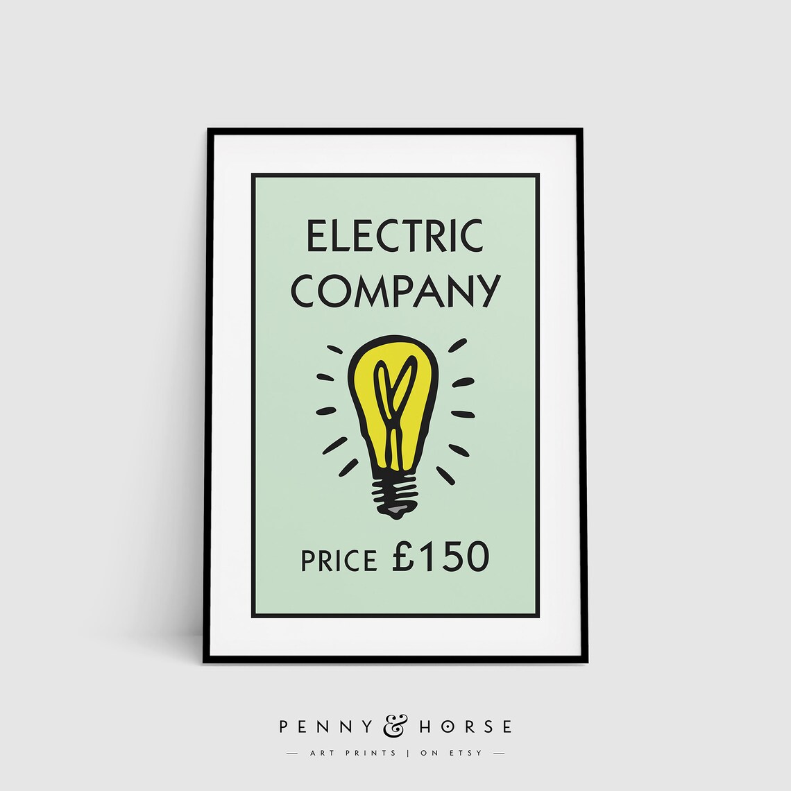 Retro Monopoly-Inspired Electric Company Mint Art Print