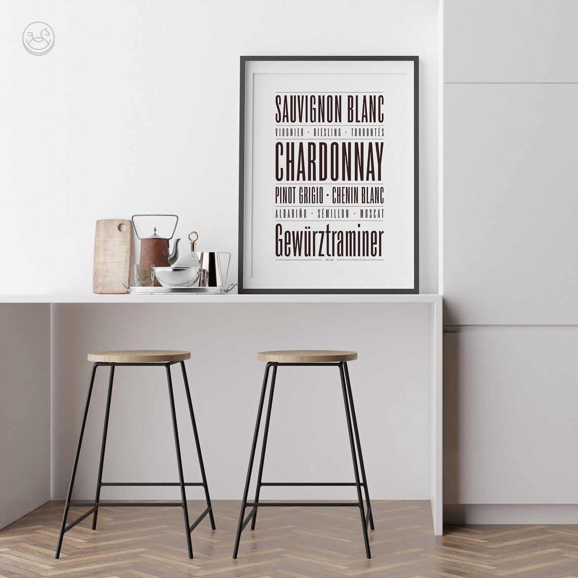 White Wine Type Typography Art Print, Kitchen Decor - Image 2