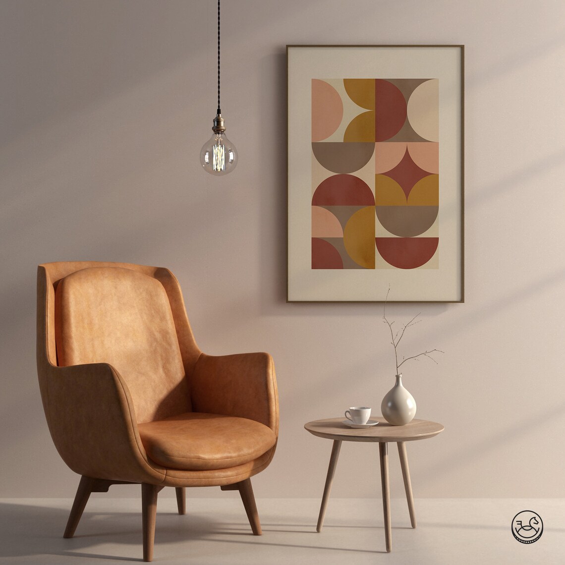 Geometric Boho Grid Print Minimal Scandi Shapes Neutral Warm Wall Art Muted Home Decor Abstract Print Modern Art - Image 3