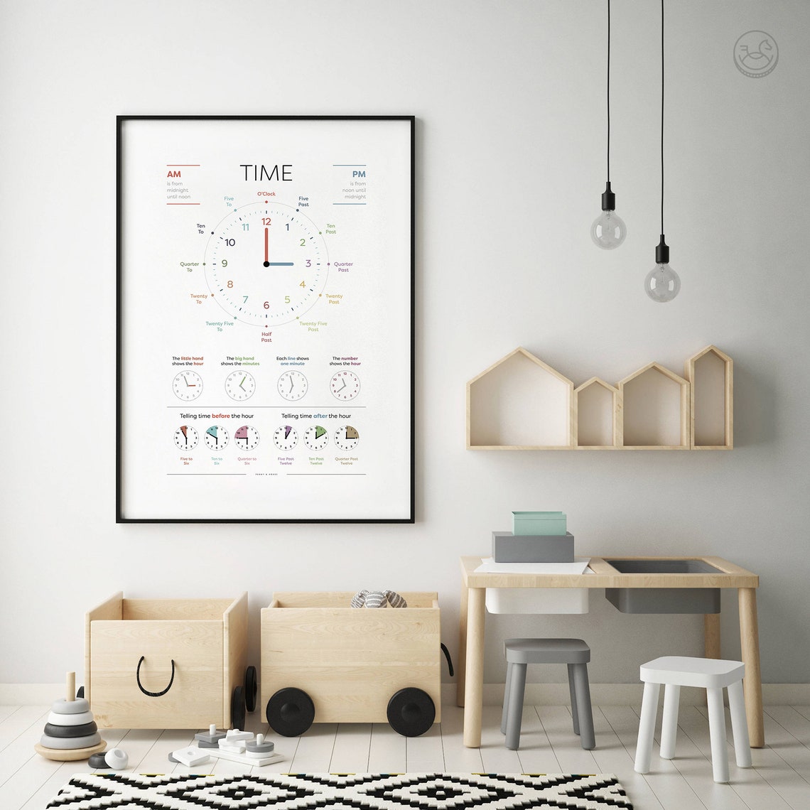 Telling Time Educational Chart Learn to Read the Clock Poster - Image 2