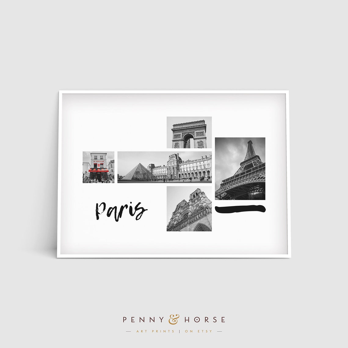 Paris Landmarks Photo Collage Eiffel Tower Travel Souvenir Wall Poster - Image 4