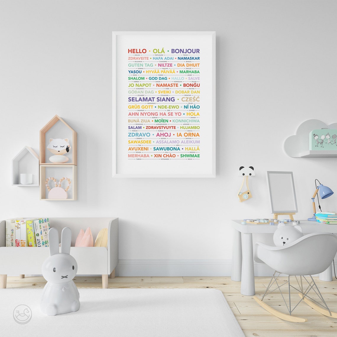 Hello In Many Languages Colorful World Greetings Nursery Poster - Image 4