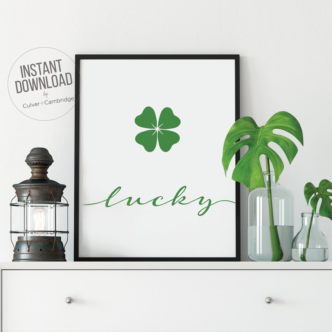 Lucky Shamrock Green Four Leaf Clover Poster St Patricks Day Art - Image 4