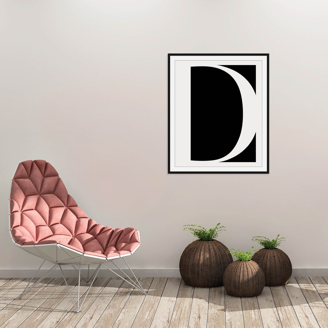 Oversized Initial Letter Black White High Contrast Typography Poster - Image 2