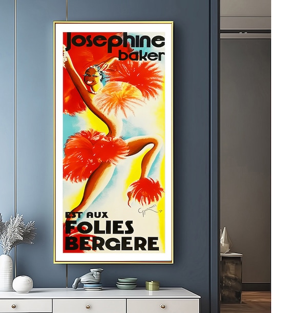 Josephine Baker at Folies Bergere, Vintage Poster