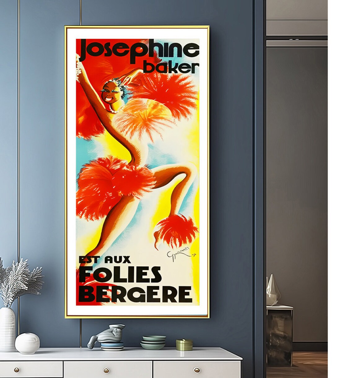 Josephine Baker at Folies Bergere, Vintage Poster
